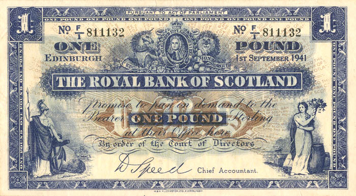 Scotland - 1 Scottish Pound - P-322a - 1941 dated Foreign Paper Money